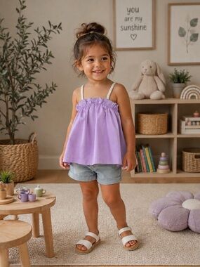 The Beaufort Bonnet Company Lavender Smocked Tank with Lace Straps 3T (027)